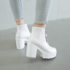 Black White Platform Ankle Boots for Women High Heels Boots