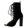 New Ankle Boots For Women Peep Toe Lace-Up Cross-tied heel Pumps Roman Women Boots