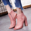 Ankle Boots Faux Suede Leather Casual Open Peep Toe High Heels