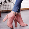 Ankle Boots Faux Suede Leather Casual Open Peep Toe High Heels