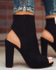 Ankle Boots Faux Suede Leather Casual Open Peep Toe High Heels