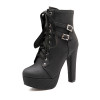 Platform High Heels Female Lace Up Shoes Woman Buckle Short Boot
