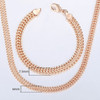 Davieslee Jewelry Sets For Women Men 585 Rose Gold Bracelet Necklace Set Double Cuban Weaving Bismark Chain Jewelry 2019 LCS04