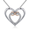 BAMOER Authentic 925 Sterling Silver Elegant Infinity Love Double Heart Pendant Necklaces for Women Fine Jewelry Gift SCN121