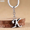NEW DIY A-Z Letters key Chain Silver Color Metal Keychain Women Car Key Ring Simple Letter Name Key Holder Party Gift Jewelry