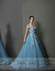 Blue Off Shoulder Evening Dresses Long With 3D Flowers Prom Dresses 2019 vestidos de fiesta largos elegantes de gala Blue Off Shoulder Evening Dresses Long With 3D Flowers Prom Dresses 2019 vestidos de fiesta largos elegantes de gala