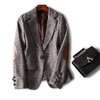 Blazer 2015 New Fashion Autumn Winter Women Plaid Wool Leather Patchwork One Button Slim Blazers Coat Casual Jackets OUTERWEAR