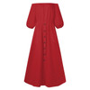 High Split Sexy Maxi Dress Celmia Women Off Shoulder Long Dress Casual Loose Solid Plus Size Summer High Waist Buttons Sundress