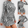 Fashion Sexy Women Bodycon Long Sleeve Zebra Striped Dress Clubwear Print Turtleneck Slim Dress Evening Party Mini Pencil Dress Fashion Sexy Women Bodycon Long Sleeve Zebra Striped Dress Clubwear Print Turtleneck Slim Dress Evening Party Mini Pencil Dress