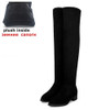 Knee Boots Black Cow Leather+Flock Thigh High Boots Women Pointed Toe Flat Women Thigh Boots Knee High Boots JD01 MUYISEXI