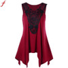 Tank Top Women 2018 Summer Style Irregular Hem Sleeveless Women Tunic Top Plus Size V Neck Lace Trim Tank Top T-Shirt haut femme