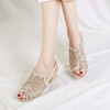 Woman Sandals Gold Open Toe Sandal Lace Dress Shoes