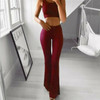 Women Solid High Waist Flare Wide Leg Chic Trousers OL Bell Bottom Pants Khaki Black White Women Solid High Waist Flare Wide Leg Chic Trousers OL Bell Bottom Pants Khaki Black White