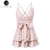 Lily Rosie Girl V Neck Sexy Female Playsuit Plaid Boho Floral Playsuit Shorts Jumpsuit Romper Bodysuit for Women 2018 Streetwear Lily Rosie Girl V Neck Sexy Female Playsuit Plaid Boho Floral Playsuit Shorts Jumpsuit Romper Bodysuit for Women 2018 Streetwear