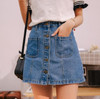 Denim Skirt High Waist A-line Mini Skirts Women 2019 Summer New Arrivals Single Button Pockets Blue Jean Skirt Style Saia Jeans