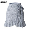 Aproms Multi Dot Print Short Mini Skirts Women Summer Ruffle High Waist Bow Tie Skirt Ladies Streetwear Slim Bottoms Saias 2019