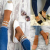 Plain  Flat  Ankle Strap  Round Toe  Casual Date Flat  Socofy  Sandals
