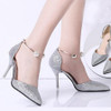Stiletto  High Heeled  Ankle Strap  Point Toe  Date Event Pumps