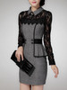 Fold-Over Collar  Patchwork  Lace Bodycon Dress
