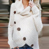 Maternity High Neck Pure Color Button Sweater