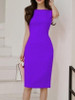 Boat Neck  Plain Bodycon Dress