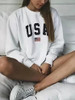 Casual Letter Print Round Neck Long Sleeve Loose Sweatshirts