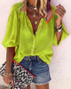 Casual V Neck  Pure Colour Single-Breasted Blouse Casual V Neck  Pure Colour Single-Breasted Blouse