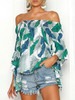 Off Shoulder  Backless  Abstract Print  Blouses
