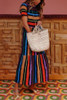 Round Neck Color Block Striped Maxi Dresses