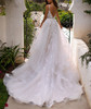 V-Neck Sleeveless Backless Long Train Bridal Gown