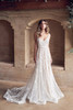 Tulle Appliques V-Neck Backless Romantic Bridal Gown