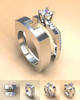 Zircon Stone Crystal Silver Wedding Ring Set