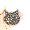 Medium sized titanium coated amethyst druzy cat head