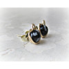Snowflake Obsidian + Gold Cat Stud Earrings Snowflake Obsidian + Gold Cat Stud Earrings
