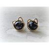 Snowflake Obsidian + Gold Cat Stud Earrings Snowflake Obsidian + Gold Cat Stud Earrings