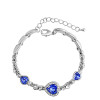 Ocean Heart Crystal Silver Bracelet