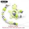 Baby Pacifier Clip Personalised Name Tortoise Silicone Baby Rattles Teething Soother Toy Dummy Clips  Holder  Russian name