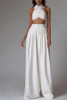 Commuting Cross Stand Collar Sleeveless Pure Colour High-Waist Suit