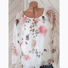 Tie Collar  Printed  Long Sleeve Blouses