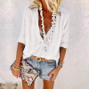Fashion V Neck Button Pure Colour Long Sleeve Shirt Fashion V Neck Button Pure Colour Long Sleeve Shirt