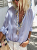 Fashion V Neck Button Pure Colour Long Sleeve Shirt Fashion V Neck Button Pure Colour Long Sleeve Shirt