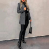 Fashion Pure Colour Tailored Collar Long Sleeve Splicing Coat