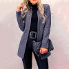 Fashion Pure Colour Tailored Collar Long Sleeve Splicing Coat