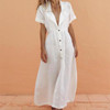 Suit Collar Single-Breasted Slim Maxi Dress