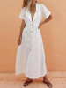 Suit Collar Single-Breasted Slim Maxi Dress