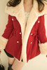 Lapel Double Breasted Drawstring Faux Fur Coat