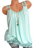 Round Neck Solid Color Lace Sleeveless Blouse