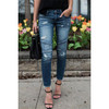 Broken Holes Single Button  Patchwork Jeans