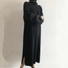 Fashion Simple Loose High Collar Knitted Maxi Dress