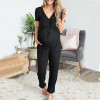 Maternity Plain V-Neck Casual Jumpsuit